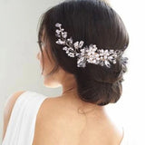 Rhinestone Flower Pearl Hair Comb for Bride Wedding