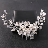 Rhinestone Flower Pearl Hair Comb Headband Tiara Hairpin