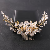 Rhinestone Flower Pearl Hair Comb for Bride Wedding