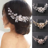 Rhinestone Flower Pearl Hair Comb for Bride Wedding