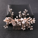 Rhinestone Flower Pearl Hair Comb Pin for Bride Wedding