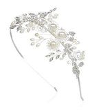 Crystal Rhinestone Headband Pearls Flower Tiara Hair Accessories