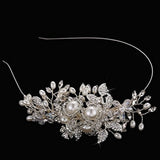 Crystal Rhinestone Headband Pearls Flower Tiara Hair Accessories