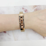 Crystal Rhinestone Leather Bracelet Magnetic Buckle Bohemian Charm Jewelry
