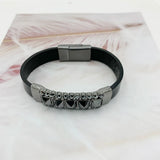 Crystal Rhinestone Leather Bracelet Magnetic Buckle Bohemian Charm Jewelry