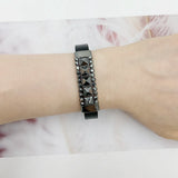 Crystal Rhinestone Leather Bracelet Magnetic Buckle Bohemian Charm Jewelry