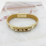 Crystal Rhinestone Leather Bracelet Magnetic Buckle Bohemian Charm Jewelry