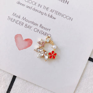 Enamel Flower Circle Earring Charms 20pcs
