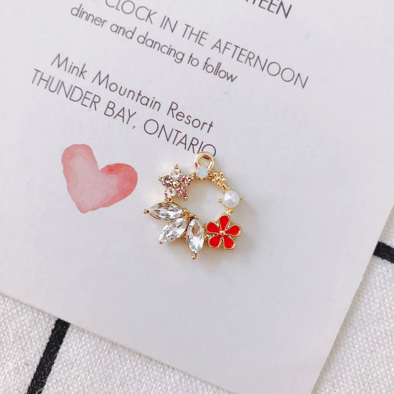 Enamel Flower Circle Earring Charms 20pcs