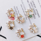 Enamel Flower Circle Earring Charms 20pcs