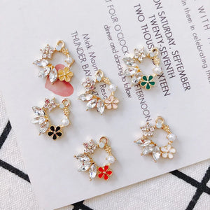 Enamel Flower Circle Earring Charms 20pcs