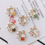 Enamel Flower Circle Earring Charms 20pcs