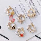 Enamel Flower Circle Earring Charms 20pcs