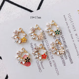 Enamel Flower Circle Earring Charms 20pcs