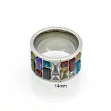 Women's Crystal Rainbow Stone Stainless Steel Wedding Ring