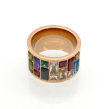 Women's Crystal Rainbow Stone Stainless Steel Wedding Ring