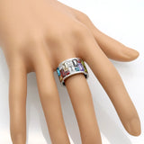 Women's Crystal Rainbow Stone Stainless Steel Wedding Ring