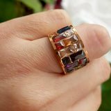 Women's Crystal Rainbow Stone Stainless Steel Wedding Ring