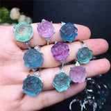 Fluorite Crystal Rings Reiki Healing Stone for Women