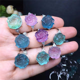 Fluorite Crystal Rings Reiki Healing Stone for Women