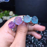 Fluorite Crystal Rings Reiki Healing Stone for Women