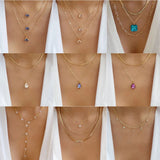 Crystal Round Droplet Square Pendant Necklace Snake Metal Girls Charm Jewelry