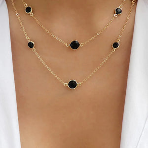 Crystal Round Droplet Square Pendant Necklace Snake Metal Girls Charm Jewelry