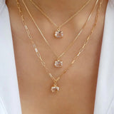 Crystal Round Droplet Square Pendant Necklace Snake Metal Girls Charm Jewelry