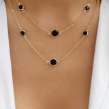 Crystal Round Droplet Square Pendant Necklace Snake Metal Girls Charm Jewelry