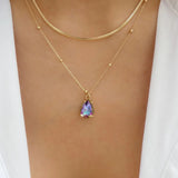 Crystal Round Droplet Square Pendant Necklace Snake Metal Girls Charm Jewelry