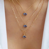 Crystal Round Droplet Square Pendant Necklace Snake Metal Girls Charm Jewelry