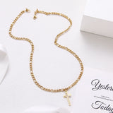 Crystal Hollow Cross Necklace Stainless Steel Chain Wedding Jewelry