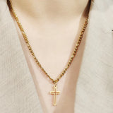 Crystal Hollow Cross Necklace Stainless Steel Chain Wedding Jewelry