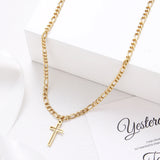 Crystal Hollow Cross Necklace Stainless Steel Chain Wedding Jewelry