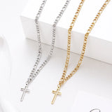Crystal Hollow Cross Necklace Stainless Steel Chain Wedding Jewelry