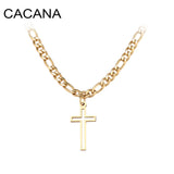 Crystal Hollow Cross Necklace Stainless Steel Chain Wedding Jewelry