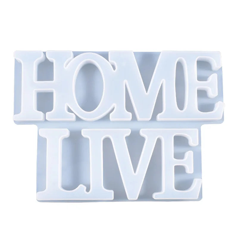 Crystal Silicone Mold Live Home English Words Resin Casting DIY Craft