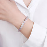Crystal Silver Pink Zircon Tennis Bracelet for Women CZ Gemstone