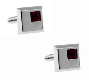 Crystal Silver Copper Purple Rhinestone Cuff Links