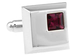 Crystal Silver Copper Purple Rhinestone Cuff Links