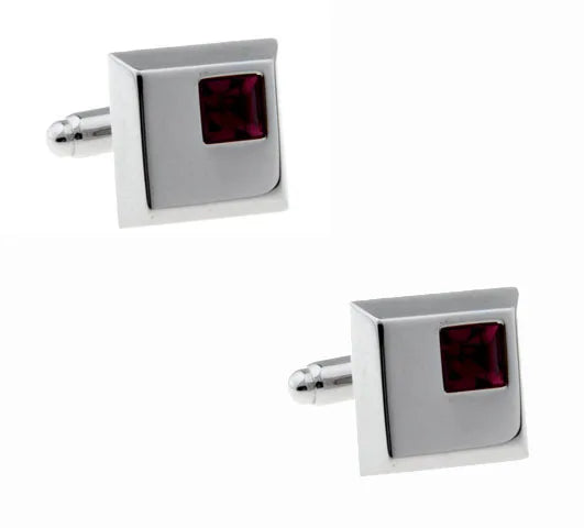 Crystal Silver Copper Purple Rhinestone Cuff Links