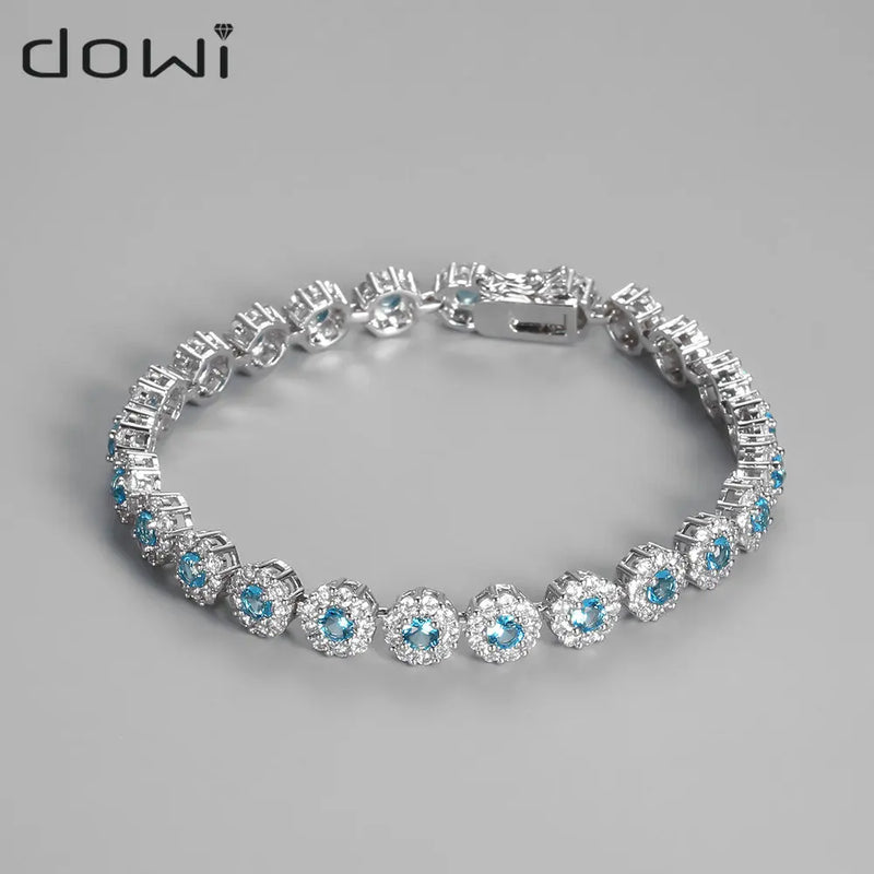 Crystal Zircon Bracelet Jewelry for Women Silver Plated