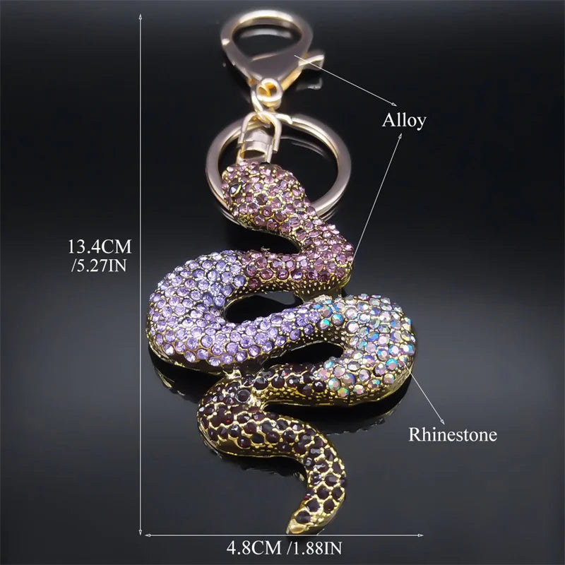 Snake Gradient Crystal Key Chain Rhinestone Bag Accessories
