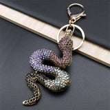 Snake Gradient Crystal Key Chain Rhinestone Bag Accessories