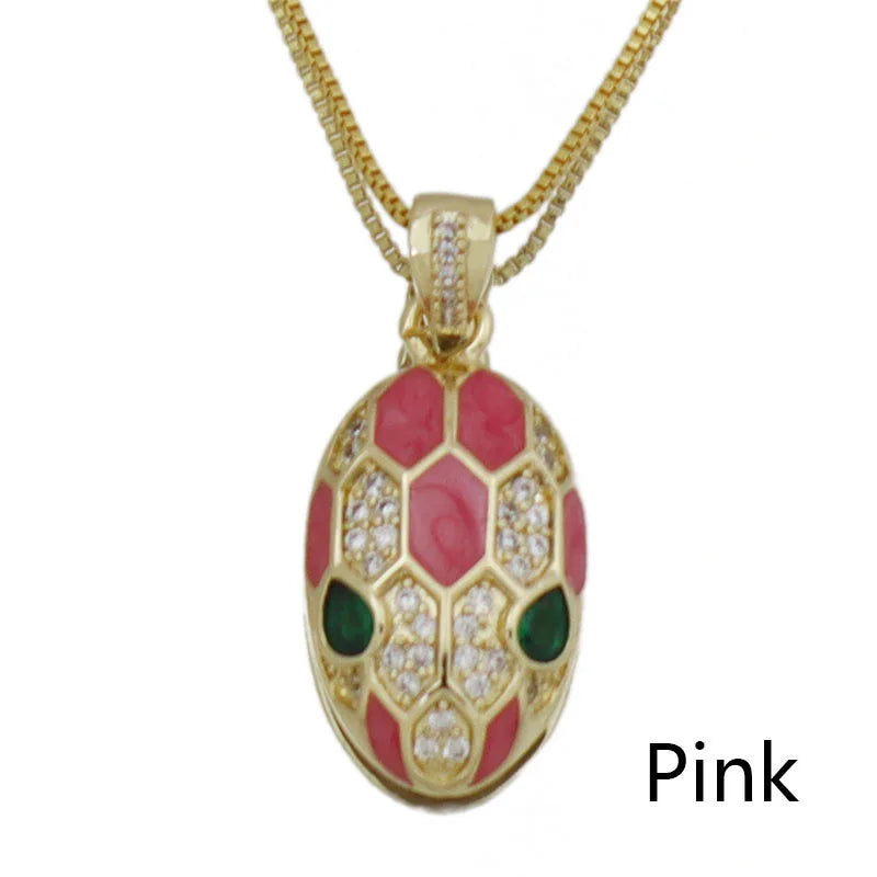 Crystal Snake Head Necklace for Women Dainty CZ Animal Jewelry