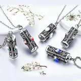 Crystal Stainless Steel Cremation Urn Ashes Pendant Necklace with Birthstone