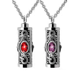 Crystal Stainless Steel Cremation Urn Ashes Pendant Necklace with Birthstone