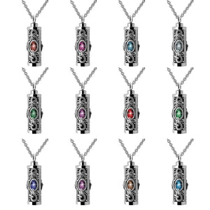 Crystal Stainless Steel Cremation Urn Ashes Pendant Necklace with Birthstone