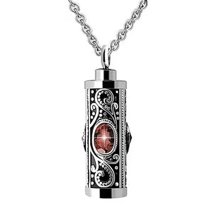 Crystal Stainless Steel Cremation Urn Ashes Pendant Necklace with Birthstone