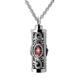 Crystal Stainless Steel Cremation Urn Ashes Pendant Necklace with Birthstone